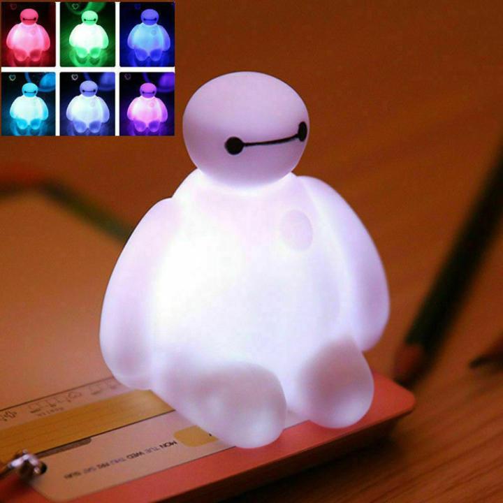 1Pc 7Colors Changing Big Hero 6 BayMax Raya LED Night Light Decoration Cute Table Lamp