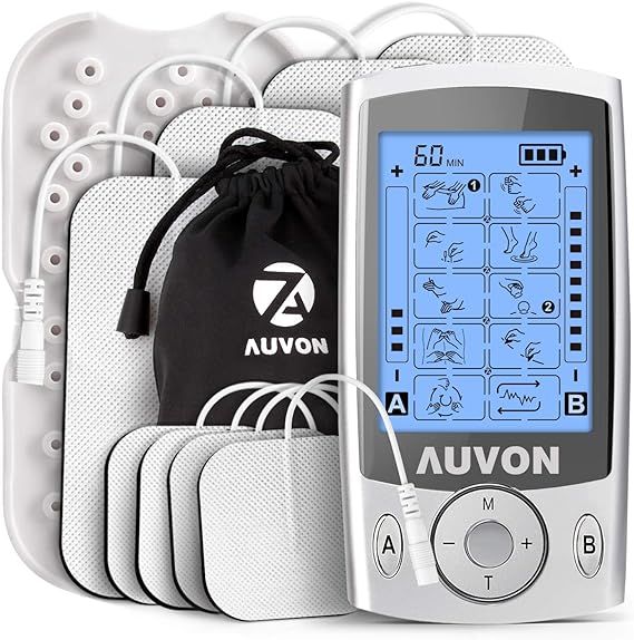 AUVON Dual Channel Tens Muscle Stimulator with 20 Modes 2" and 2" x 4