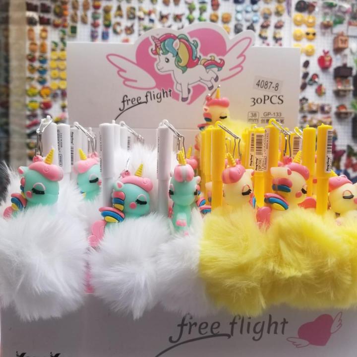 Unicorn Fluffy Pen Plush Ball Gel Pen for Kids Gift School