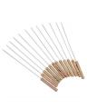 BBQ Skewers Sticks Stainless Steel with Wood Handle for Roast Barbecue Cooking Tool - Pack of 12. 