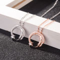 Moon Star Silver Color Meteor Garden Slip Falling Meteor Micro-Inlaid Necklace For Women Fashion Jewelry Birthday Gift SNE295. 