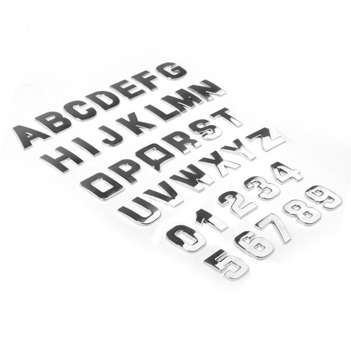 DIY 3D Metallic Alphabet Sticker Car Emblem Letter Silver Badge Decal (A-Z&0-9)