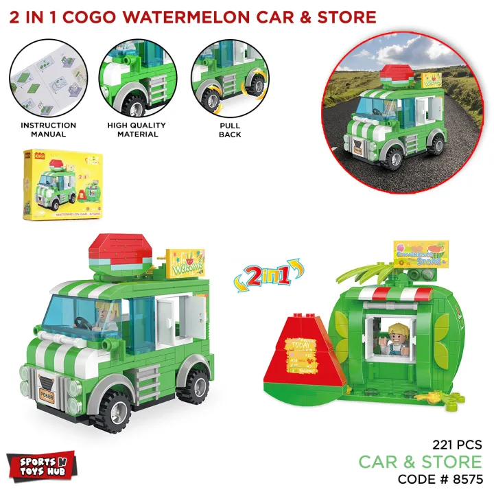 Watermelon Block Set Building Blocks Watermelon Car Store Set Toy For Kids, Pull Back Bricks ...