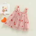 Toddler Kids Girls Princess Dress Daisy/Fruit Embroidery Sleeveless Sling Dress Summer Casual Mesh Tulle Fluffy Dress. 