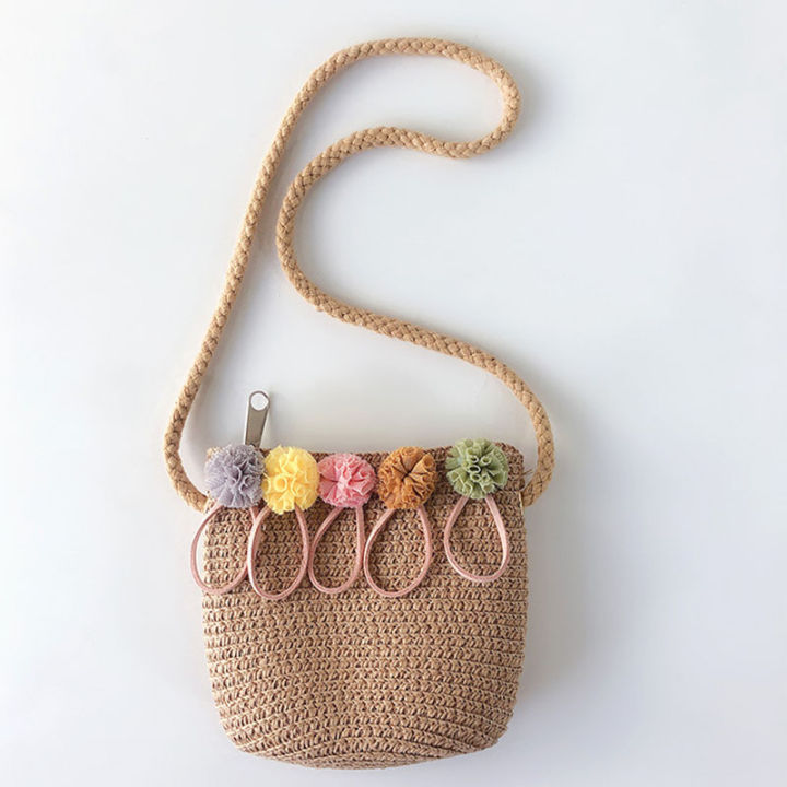 【VA VA VOOM】Fashion Summer Children Girls Shoulder Bag Beautiful Bowknot Straw Messenger Bag Kids Coin Purse Cute Princess Mini
