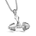 2023 Taobao One Piece Dropshipping   Foreign Trade Jewelry   Fitness Dumbbell Barbell Pendant   Men's Titanium Steel Necklace Wholesale. 