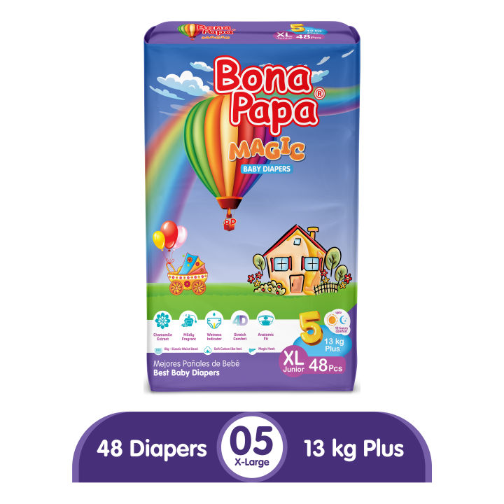 Bona Papa Magic Diapers -  New Jumbo Pack - XL Size 5 - 48 Pcs