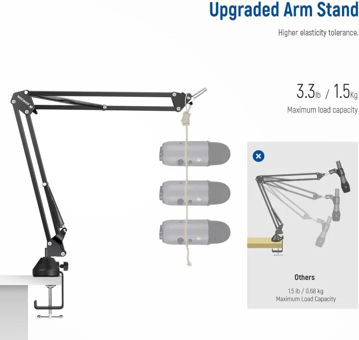 NEEWER%20Microphone%20Arm%20Stand,%20Suspension%20Boom%20Scissor%20Mic%20Arm%20Stand%20with%203/8"%20to%205/8"%20Screw%20and%20Cable%20Ties%20Compatible%20with%20Blue%20Yeti%20Snowball%20Yeti%20X%20Quadcast,%20etc.%20Max%20Load%203.3lb/1.5kg%20(Black)%20-%20Image%203