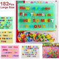 182 Pcs Set - Alphabet ABC Words Pin - Peg Board Puzzle - Educational Building Blocks - Learning Spelling - For Kids. 