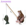 Amamia Figure Sculpture Anti-fade Miniature Fishing Man Statue Scene Layout Prop. 