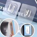 Wall Hooks Magic Transparent Sticker Self Adhesive Double Side Pack of 05 Pair (Male/Female). 