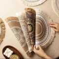 Round Placemat Table Non-Slip Jute Mats for Dining Table Decoration Accessories Kitchen Placemats Coffee Coasters Party Dinner 15x15 inh. 