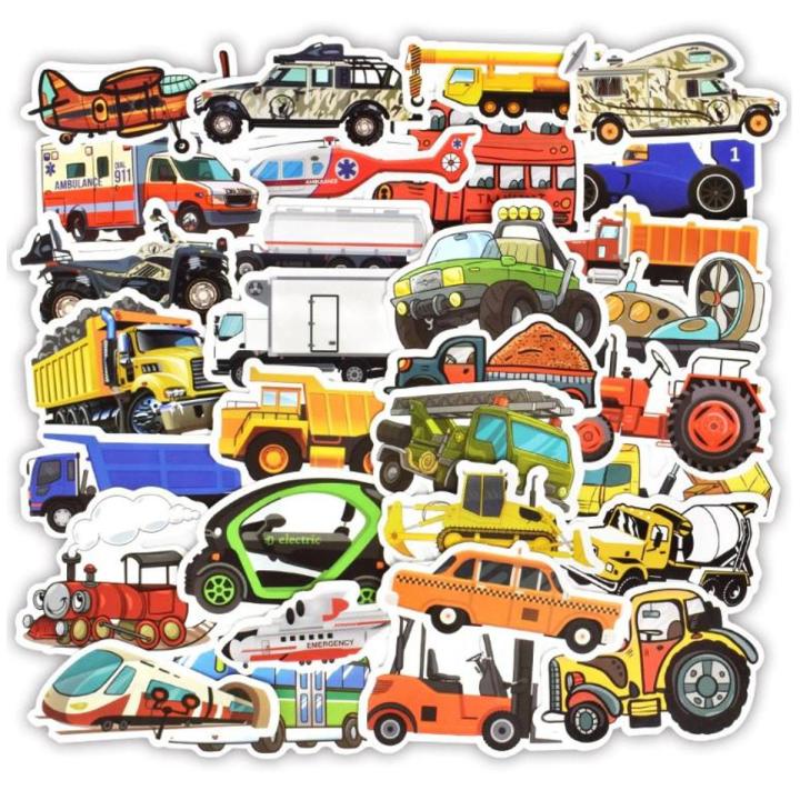 10 Pcs/Pack Engineering Vehicle Car Truck Train Waterproof Stickers for Bike Laptop Car Fridge Mobile Guitar Skateboard