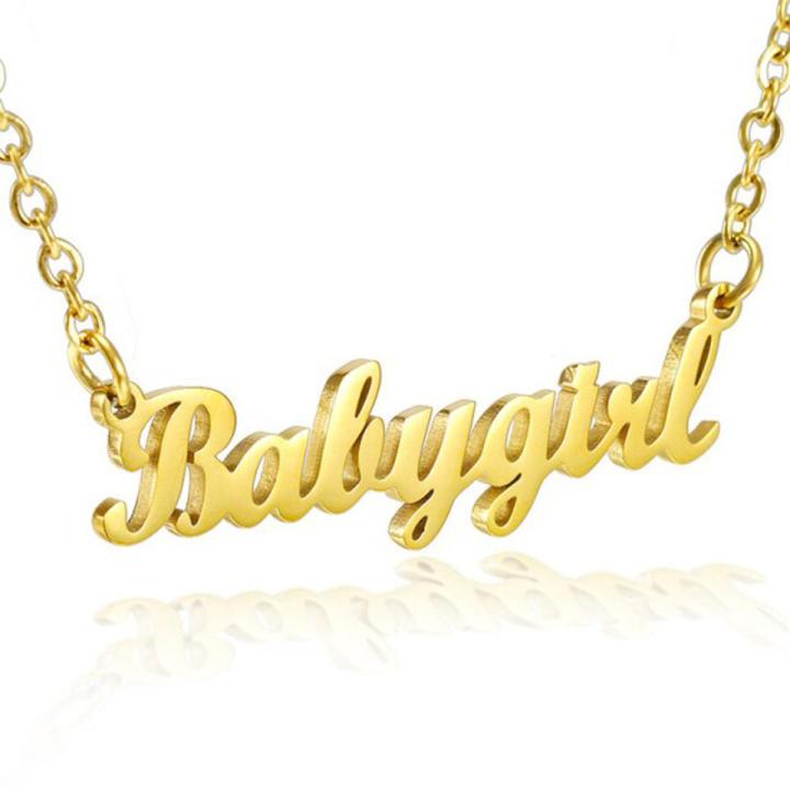 Gold Nameplate Necklace Egirl Stainless Steel Old English Font Necklace Babygirl Necklace For Sister