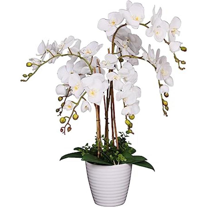 Artificial%20White%20Orchid%20Flower%20with%20Black%20Planter.%20-%20Image%202