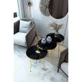 3 Pieces Table Set Top Marble Sheet With 3 Stylish  Gold Legs Coffee Table. 