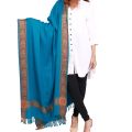 Kashmiri Pashmina Shawl For Women | Sea Green 4 Border Stole For Girls. 