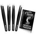 Dexam Tweezers Set 4-Piece Slant Tip Precision Tweezers Set for Ingrown Hair Remove professional Quality Customized Stainless Steel Women Eyelash Tweezers eyebrow tweezer. 