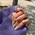 24Pcs Rainbow Five Color French Fresh Press on Nail Tips Wearable False Nails Art Premium Faux Acrylic Full Coverage Nails. 