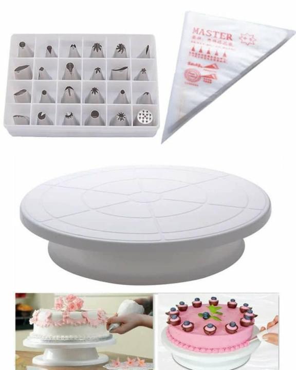 Pack Of 24 Pcs Nozzles With Cake Decorating Table And 100 Pcs Piping Bags
