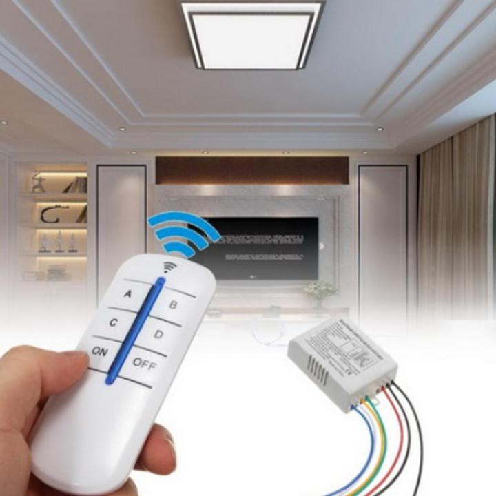Wireless%204%20way%20Channel%20220V%20ON/OFF%20Lamp%20Remote%20Control%20Switch%20Transmitter,%20Wireless%20Remote%20Control%20Light%20Switch%20Control%20for%20Lights,%2023A%2012V%20Battery%20Included%20by%20E%20light%20-%20Image%202