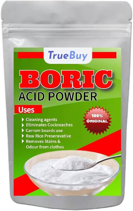 TrueBuy Boric Acid Powder | 100% Pure Effective For Cockroaches | Rice Preservative | Multi-Purpose Cleaner | Carrom Board Powder | Stain Remover | 200 Grams
