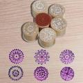6 orted Wooden Rubber Stamp Round Hanriting Floral Flower Craft. 