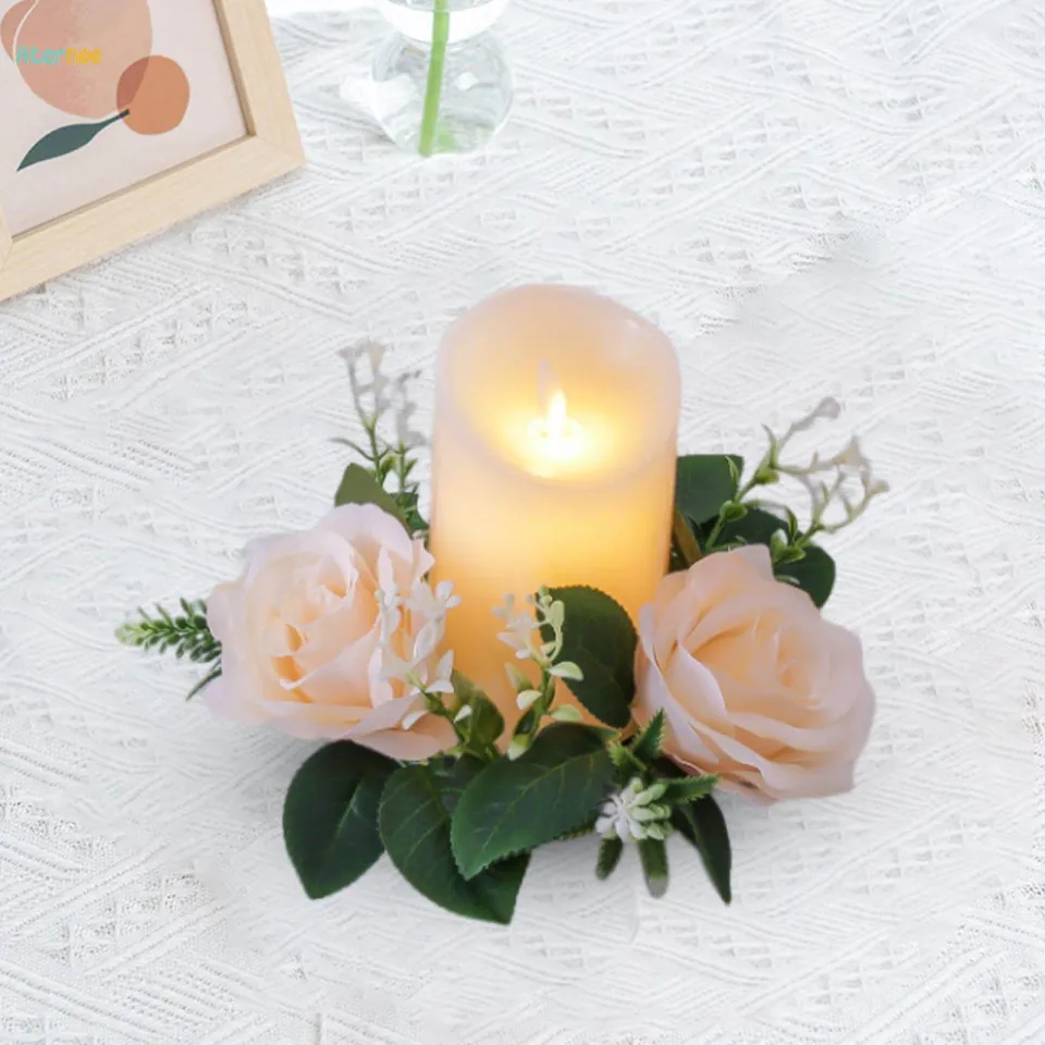 Candle Rings Wreaths, Small Wreath, Pillar Candle Holder, 23cm