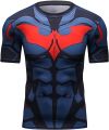 Red Plume Men's Fitness Shirt Sonic Compression Short Sleeve Sports Bat T-Shirt. 