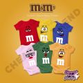 M&M chocolate theme for baby onesie. 