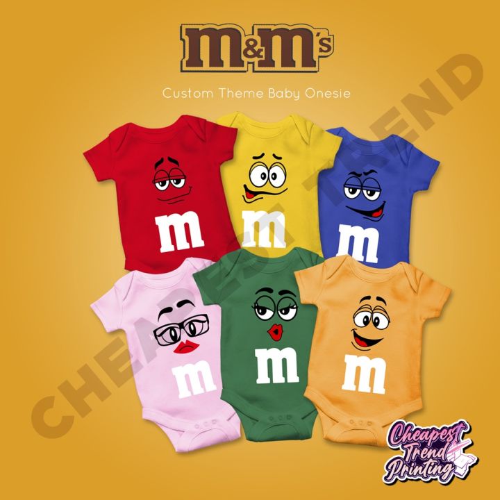 M&M chocolate theme for baby onesie