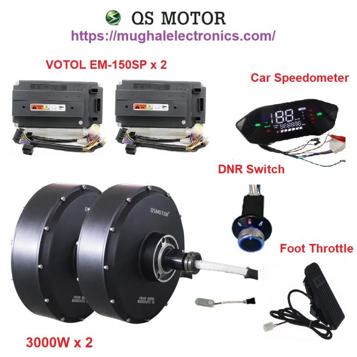 QS Motor Electric Car Hub 3000W Motor Controller Throttle Single Shaft in Wheel Motor