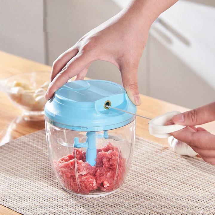 Multifunctional Manual Food Processor Handle Rope Chopper 5 Blades - 1 Piece