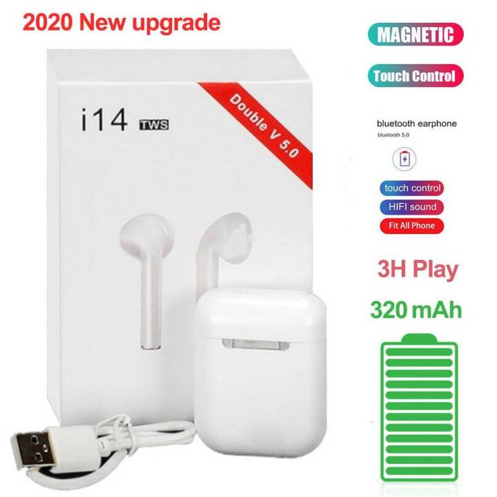 High Quality i14 TWS Earphone EarbudsTouch Key Sensor Universal Mini Wireless Bluetooth With Charging Dock Base for Android IOS