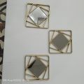 Wall Mirror Set of 3 Pcs or 4 Pcs Plastic Material 10 Inch Square Design. 