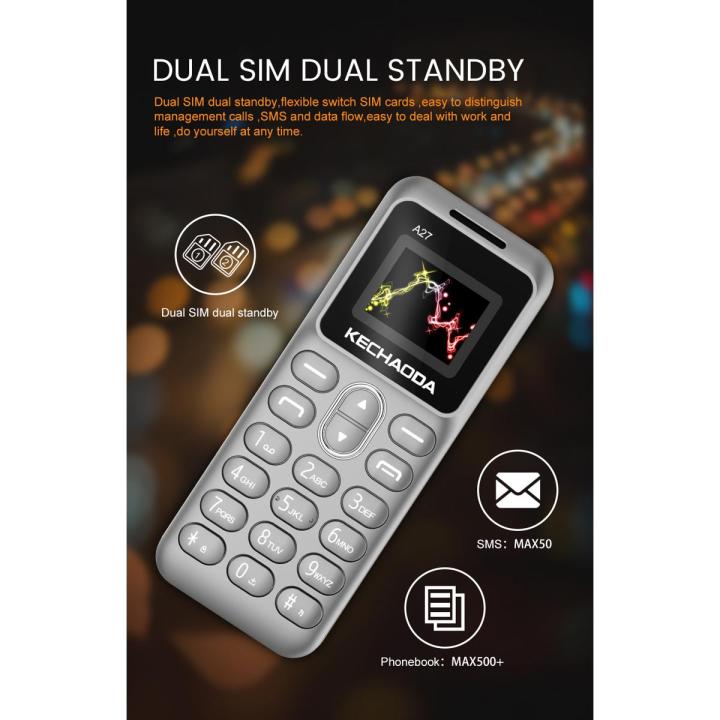 A27 - Dual Sim, PTA APPROVED, Without Camera, Auto call recording, Chota Finger Size Phone (0.66 inch) Display, Radio, Bluetooth, Bluetooth Dialer