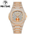 Pintime brand fashion business luxury, with diamond, quartz men's watch. 
