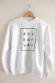 White Adventure Fleece Full Sleeves Pull Sweat Shirt. 