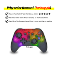 【Compatible to All】 - Transparent RGB Wireless Bluetooth Gaming Controller Gamepad for PlayStation 4, PS3, Android TV Box, PC, Laptop, iOS ~ RGB JoyStick JoyPad GamePad Remote Gaming Controller for Computer, Mobile, Windows 7/8/10/11 ~ By FunBug. 