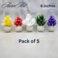 Pack of 3, 5 Artificial Small Plants - 6 Inches High Quality Table Top Decor in White Pots. 