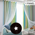 Migeet Star Curtains Stars Blackout Curtains for Kids Girls Bedroom Living Room Colorful Double Layer Star Window Curtains, 1 Panel (40"W x 52"L,). 