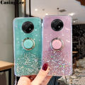 Casinglee for Huawei Y9A case Shiny Ring Glitter Soft Transparent Holder Stand Back cover with String for Huawei Y9A Phone cases cover Stars Moon Girls. 