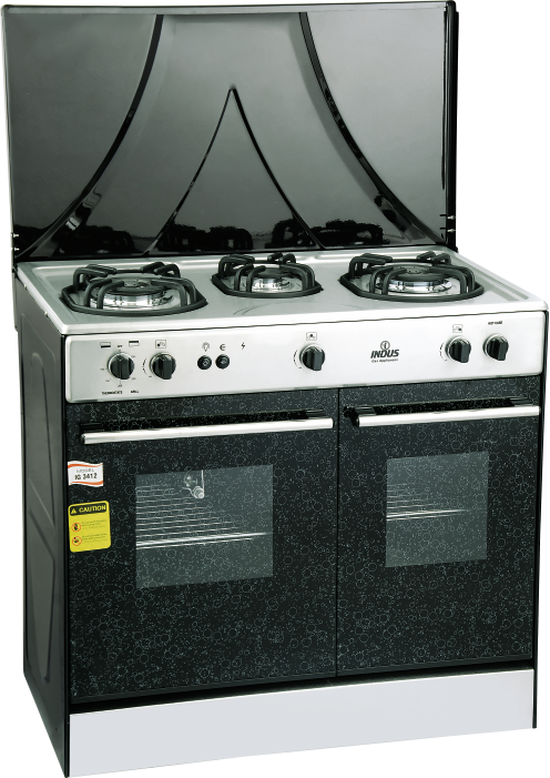 Indus 3 Burner Gas Cooking Range With Baking Oven IG-3412 - Black