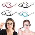 Rotating Makeup Reading Glasses Magnifying Makeup Eyewear Flip Down Lenses Fashion Colourful Frame Folding Eyeglasses for Women. 
