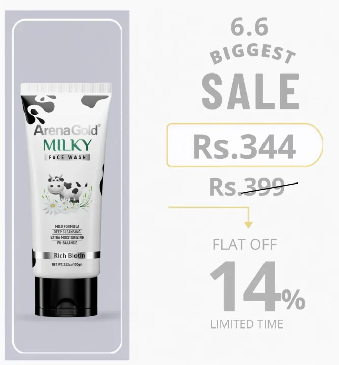 Arena Gold Milky Facewash 60g/100g – Gentle Milky Formula for Soft ...