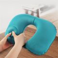 【Footprint】 U-Shape Travel Pillow Automatic Air Inflatable Airplane Car Pillows Ring Pillow Folding Press Type Bed Pillows Neck Cushion 2. 