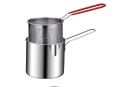 Deep Fryer Pot, Small Deep Fryer Stainless Steel Frying Pot with basket,1200ml Handled Stainless Steel Chip Pan for French Fries, Chicken Wings and Shrimp. 