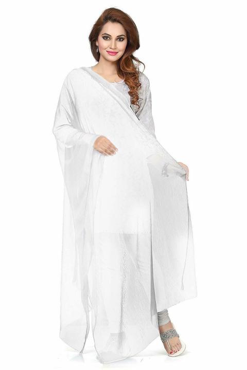 White%20Chiffon%20Dupatta%20For%20Girls/Ladies-Chiffon%20Dupatta%202.5%20Meter%20Color%20Premium%20Chiffon%20Quality%20Durable%20Fabric%20Reasonable%20Stylish%20Look%20Dupatta%20-%20Image%202