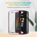 Pink Plated Case for Fitbit Charge 5 Screen Protector Full Coverage Soft TPU Protective Screen Cover Bumper Frame Accessories. 