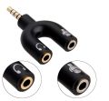 2 pin Aux Handsfree & Mic Connector | Female jack 3.5mm Aux Mic Splitter Converter | 3.5mm Y Shaped Sound Stereo TRRS Audio Splitter | Connector Earphone Jack Adapter 1 Male To 2 Female Stereo Converter For Mobile/PC. 